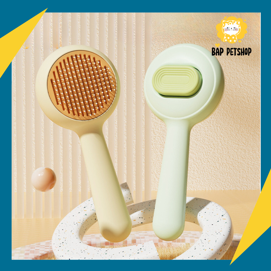 Lược Chải Lông Cho Mèo Chó, Bàn Chải Cho Thú Cưng Có Nút Bấm 17x8cm
