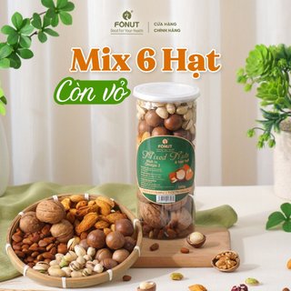 Mix 6 loại hạt còn vỏ Fonut 500g hạt dinh dưỡng tốt cho mẹ bầu, ăn kiêng, ăn vặt