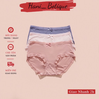 Set 3 quần lót nữ đúc nơ viền ren mềm mịn co giãn thoáng mát