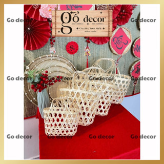 Giỏ quà mây tre đan ngày tết, đựng trái cây, quà tặng Tết, quà biếu, giỏ set quà Gỗ decor