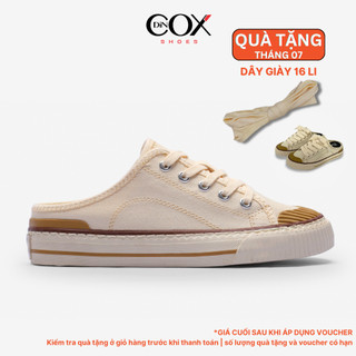 Giày sục đạp gót mules vải sneaker unisex, giày sục thể thao tăng chiều cao 4cm dincox e10 off/white