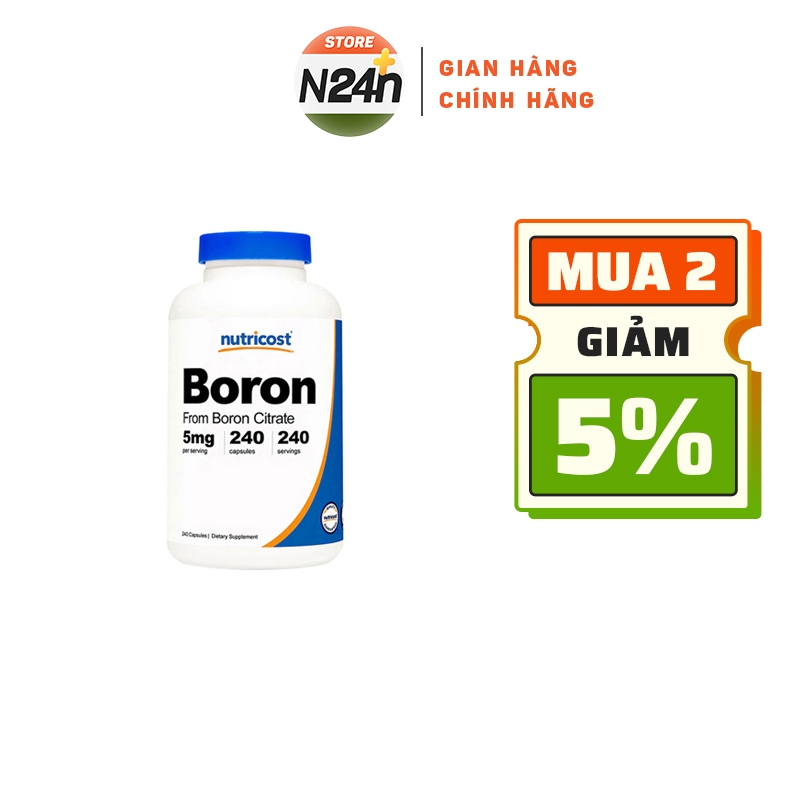 Nutricost Boron 5mg Viên Bổ Sung Boron Tăng Hệ Miễn Dịch Sinh Lý Cho Nam (240 Viên)