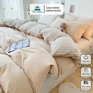 Bộ chăn ga drap giường cotton tici caro kẻ 1m2 1m6 1m8 , Bộ ga giường cotton bo chun Otama Bedding