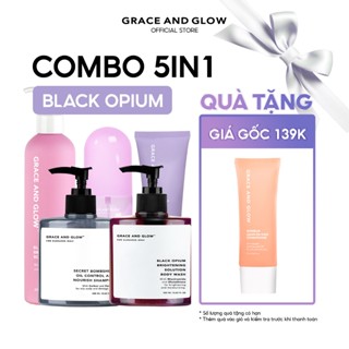 [Tặng kèm quà] Combo 5in1 Grace and Glow Sữa tắm, dầu gội, sữa dưỡng thể, xịt tóc, lăn khử mùi Black Opium 1300g