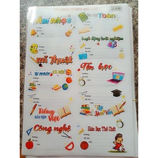 Nhãn vở decal tên môn học tiện lợi