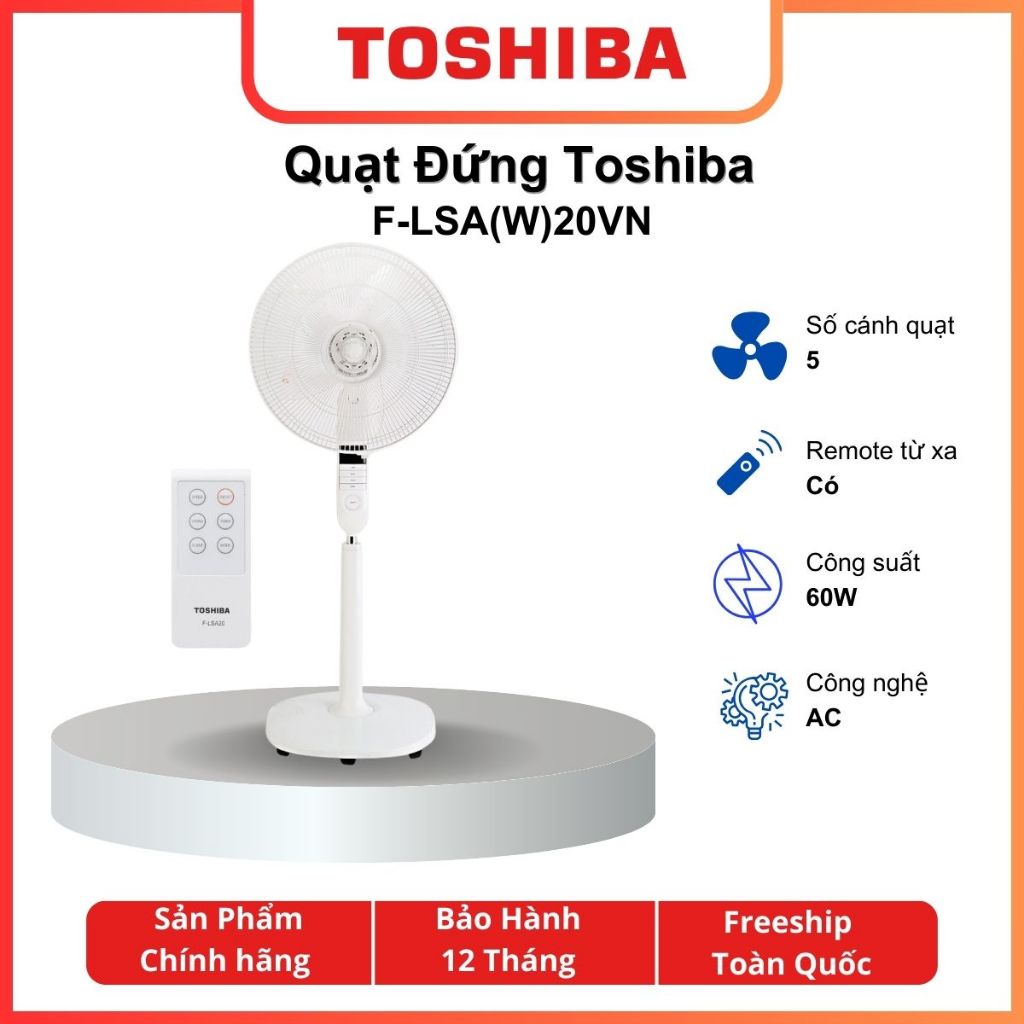 Quạt đứng Toshiba F-LSA20VN - Hàng chính hãng, bảo hành 12 tháng