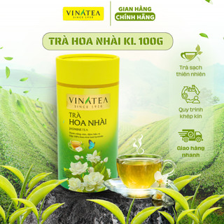 Trà Nhài Tự Nhiên Lon Giấy 100g, trà hoa nhài thanh lọc thơm mát, trà xanh hoa nhài cao cấp Vinatea