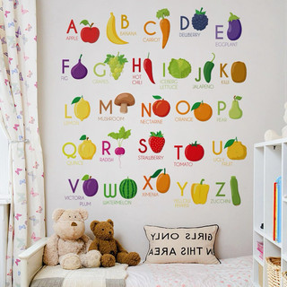  Decal dán tường bảng chữ cái trái cây trang trí phòng cho bé học tập. 