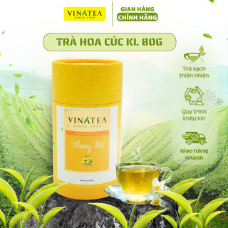 Trà hoa cúc dạng lon 80g, trà xanh hoa cúc sạch thơm dịu nhẹ, trà thảo mộc thanh mát Vinatea