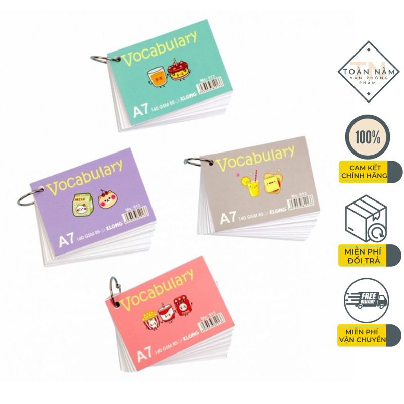 Tập thẻ Vocabulary Card KLONG A7 85 tờ ( MS: 913)
