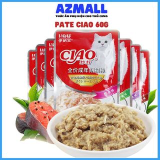 Pate Ciao cho mèo gói 60g, Pate cho mèo Ciao thêm sốt cá ngừ