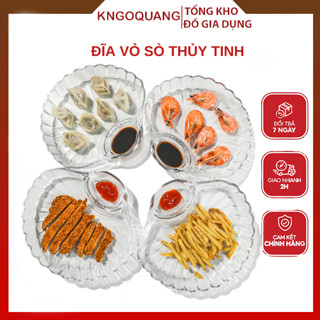 Đĩa Vỏ Sò Thủy Tinh, đĩa thuỷ tinh đựng đồ ăn đường kính 21cm