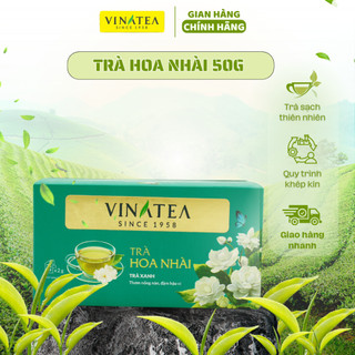 Trà Nhài khối lượng 50g, trà túi lọc hộp 25 túi hương nhài vị thanh mát dịu ngọt, trà Vinatea