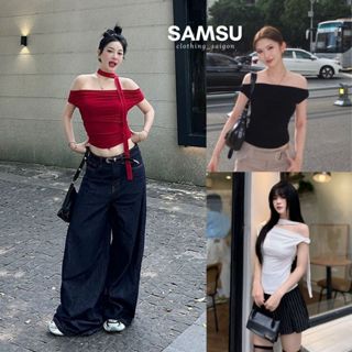 [MẮC 10 KIỂU] Áo trễ vai nữ KÈM DÂY cộc tay thun cotton mềm mịn Z24 justdun Samsu.clothing_saigon