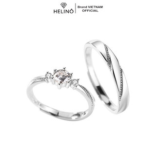(TẶNG HỘP) Nhẫn đôi bạc nam nữ S925 HELINO Love at first sight đính đá cao cấp, tự chỉnh size ND01