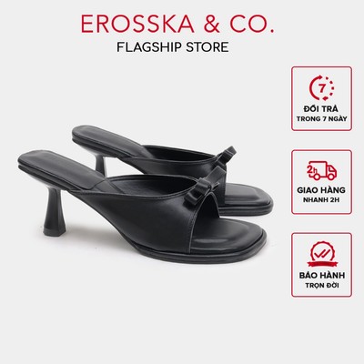 Erosska - Guốc cao gót nữ đính nơ thời trang màu sắc pastel cao 6cm - EM126