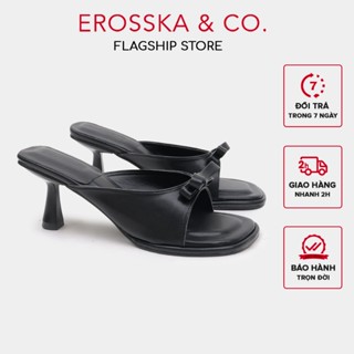 Erosska - Guốc cao gót nữ đính nơ thời trang màu sắc pastel cao 6cm - EM126