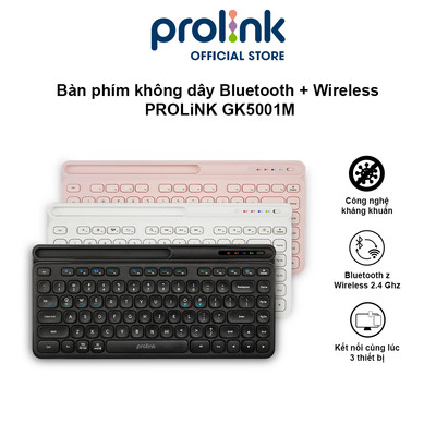 Bàn phím + Chuột Bluetooth + Wireless PROLiNK GK5001M, kết nối đa thiết bị Windows/Android/MacOS/iOS