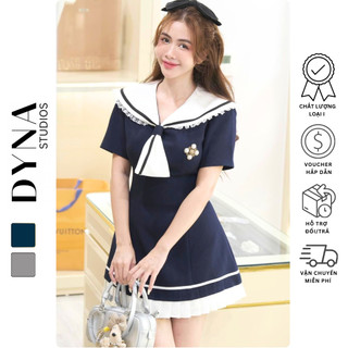Váy cổ thuỷ thuỷ đính tag ngọc 𝐀𝐒𝐇𝐘𝐋𝐄𝐘 chân phối viền nhún xếp ly xinh xắn