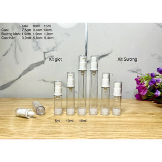 Chai chân không 5ml 10ml 15ml trắng nắp xịt giọt , xịt sương đựng serum mỹ phẩm