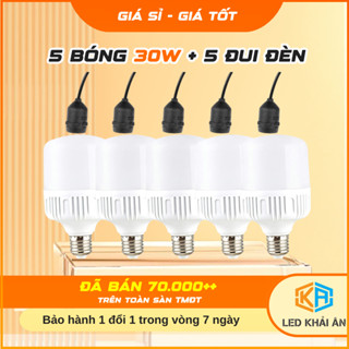 Combo 5 Bóng Đèn LED 30W + 5 Đui Đèn | Đèn Led Cao Cấp Tiết Kiệm Điện Bảo Hành 12 Tháng - Đèn Led Khải Ân Giá Tốt