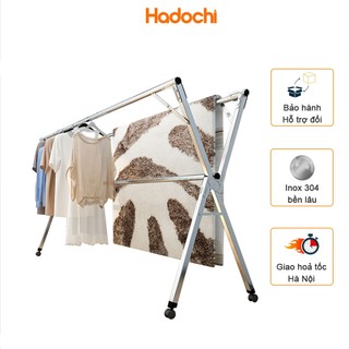 Giàn Phơi Quần Áo HADOCHI Sào Phơi Đồ Inox Gấp Gọn Cao Cấp Siêu Bền Tặng 20 Móc Treo Cố Định