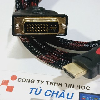 Cáp HDMI ra DVI / Chuẩn DVI-I (Chân kim 24 + 5) dài 1.5m (Cáp bọc dù)