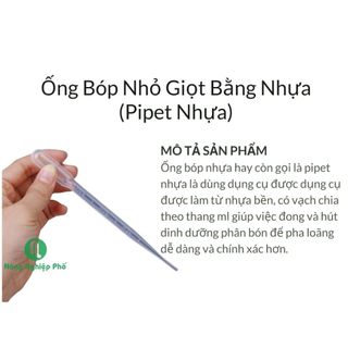 Ống bóp nhỏ giọt (đong phân bón) Pipet bóp đo giọt NHỰA có chi vạch chính xác 3ml - Nông Nghiệp Phố