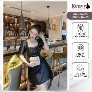 Đầm Dự Tiệc Kenvy BOUTIQUE Váy Tafta Đính Kết Hợp Vạt Chéo Sang Chảnh Dự Tiệc Siêu Xinh Thiết Kế Tiểu Thư