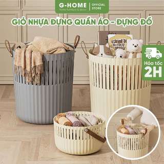 Giỏ đựng quần áo nhà tắm quai xách Ghome Giỏ nhựa đựng đồ bẩn có tay cầm chất liệu nhựa dẻo TI24M22
