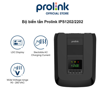 Bộ biến tần Prolink IPS1202/2202 (1000W/1800W) cấp điện liên tục, ổn định điện cho PC, thiết bị gia đình, hồ cá, CCTV...