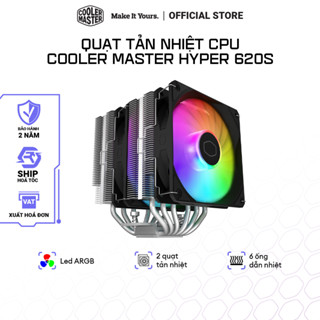 Quạt tản nhiệt CPU Cooler Master HYPER 620S, tháp quạt kép đèn ARGB, bảo hành 2 năm - Hàng chính hãng