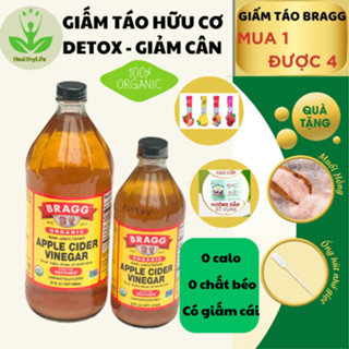 Giấm táo hữu cơ Bragg chính hãng chai 473ml, 946ml detox, hỗ trợ giảm cân, có chai dùng thử - Hàng Mỹ/Date Tháng 12/2027