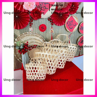 Đủ mẫu giỏ mây tre đan đi chùa, giỏ quà tết, giỏ đựng quà biếu, đựng trái cây decor tết