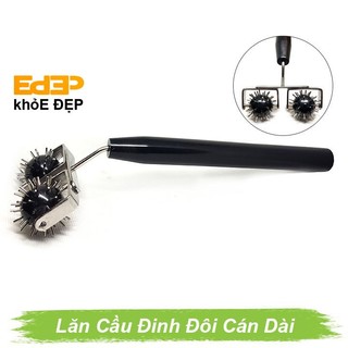Lăn Cầu Đinh Đôi Lớn Cán Dài - Dụng Cụ Diện Chẩn Loại 1 (Cây Lăn Massage Cổ Vai Gáy, Lưng, Bụng, Hỗ Trợ Giảm Đau Mỏi Cơ)