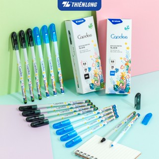 Combo 5/10/20 Bút bi, bút nến Thiên Long TL-019 ngòi 0.6mm, mực xanh/đen, nét viết trơn êm, phù hợp cho tốc kí