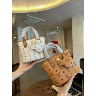 Túi xách tay in gấu kèm móc gáu túi xách nữ đeo chéo mini, túi xách nữ chất liệu da pu cao cấp tặng kèm móc khoá