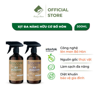 Bình Xịt Tẩy Đa Năng Hữu Cơ Bồ Hòn Kết Hợp Tinh Dầu Quế/Sả Chanh ECOCARE 500ml, Phù Hợp Tẩy Rửa Nhiều Bề Mặt