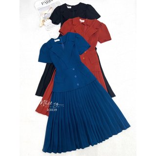 Đầm bigsize Maihouse cổ V bèo cách điệu phối dập ly phù hợp công sở dự tiệc thanh lịch- D3039