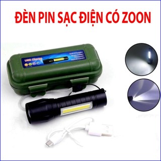 Đèn pin mini t1 cầm tay siêu sáng cao cấp có zoom tặng kèm hộp