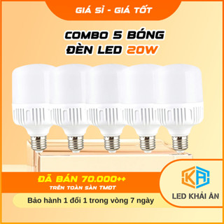 Combo 5 Bóng Đèn Led 20W Khải Ân Siêu Sáng Tiết Kiệm Điện, Bộ 5 Bóng Điện Led 20W Chiếu Sáng Tốt Độ Bền Cao