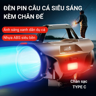 Đèn pin câu cá kèm chân đế CORISU CS08 ánh sáng xanh dẫn dụ cá lớn, pin siêu khỏe 10.000mAh, chế độ cảm biến, chống nước