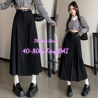 Chân váy nữ midi dáng dài túi cơi trước có big size độc đáo hot trend-tặng đai.
