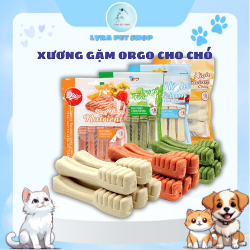 Xương gặm cho chó Orgo, xương canxi gặm sạch răng cho chó, xương orgo bổ sung canxi cho chó