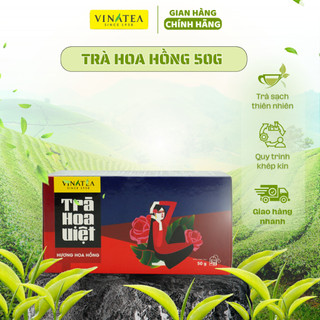 Trà túi lọc hoa hồng 50g, trà hoa hộp 25 túi thơm đặc trưng, trà thảo mộc hoa hồng cao cấp Vinatea