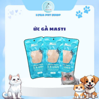 Combo 10 gói ức gà hấp cho chó mèo ăn liền, Ức gà hấp nước dừa Masti 40gr