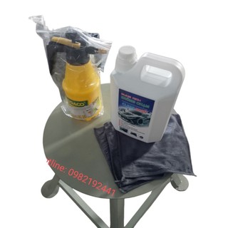 Combo nước rửa xe không trạm: 1 can 5L + 3khăn + 1bình bọt 2L kèm vòi phun