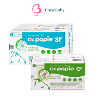 Hộp 5 gói khăn lau Dr Papie, khăn chườm hạ sốt cho bé 0+ 3+