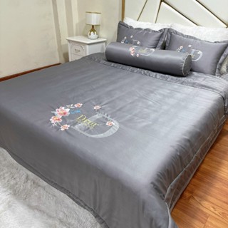 { Giảm mạnh} Bộ chăn ga gối phủ trần 5 món thêu DIOR siêu hót 2024