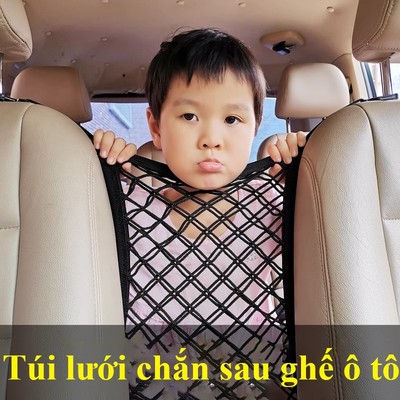 Túi lưới gắn ghế xe hơi MYT Túi lưới vách ngăn ghế sau xe ô tô 1 ngăn co dãn đựng đồ rào chắn trẻ em an toàn tiện lợi